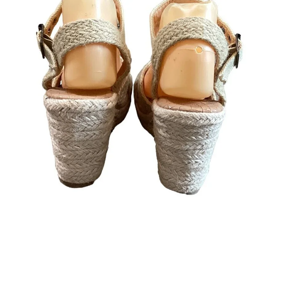 Rope & Canvas Strappy Wedge Espadrille Sandal Sz 7 #42S‎